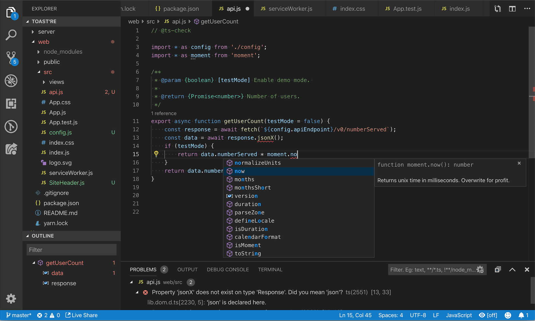 Visual Studio Code example from https://code.visualstudio.com/docs/languages/javascript