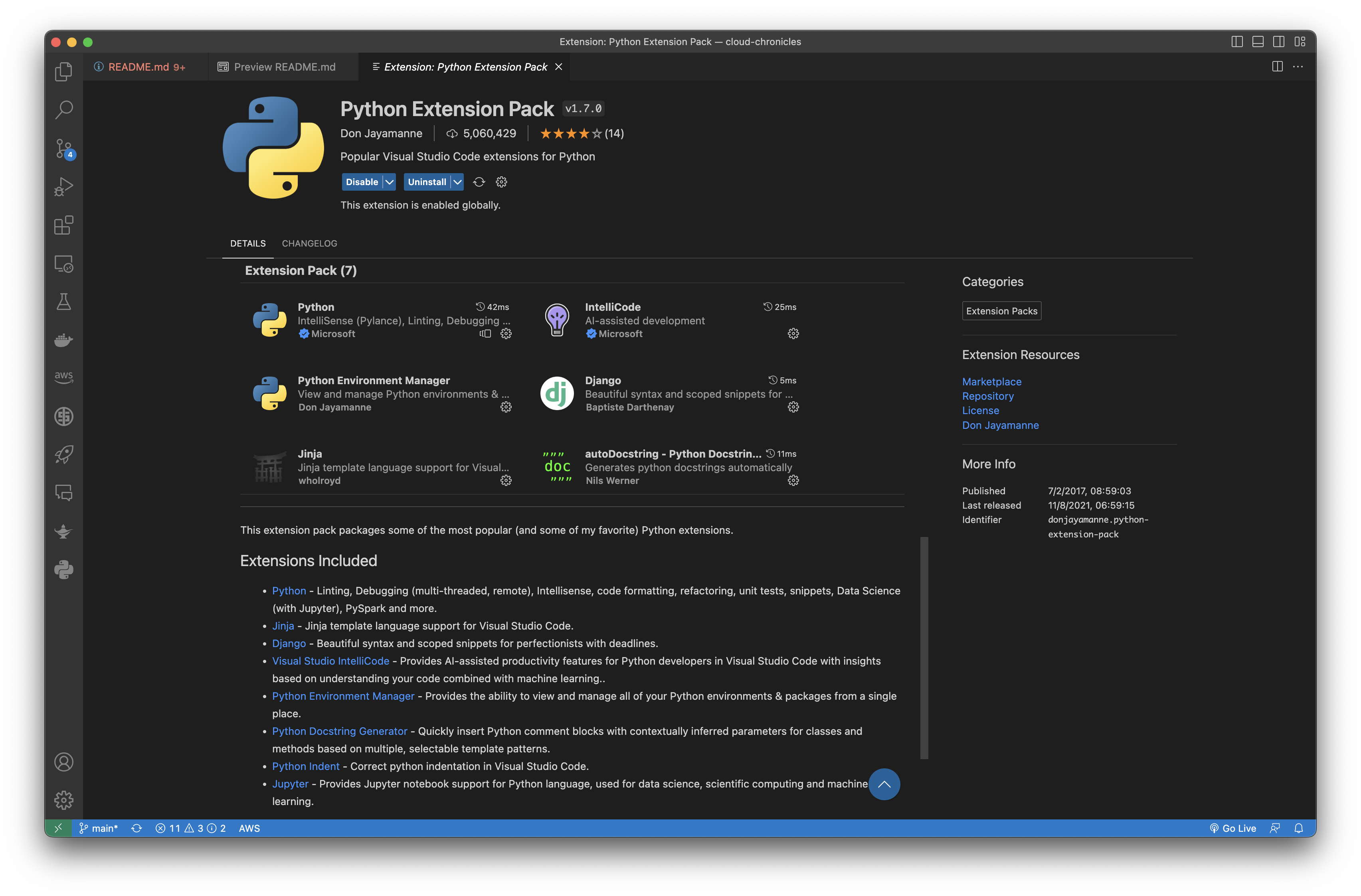 Python extension pack